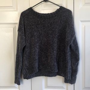 Gray Sparkly Chenille Sweater